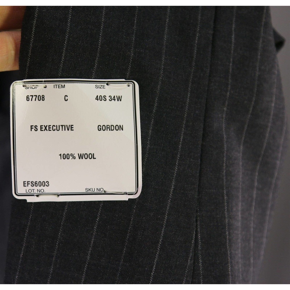 New! Jos A Bank Executive Collection Charcoal Gray Pinstripe 2-Btn Wool Suit 40S - Picture 7 of 10